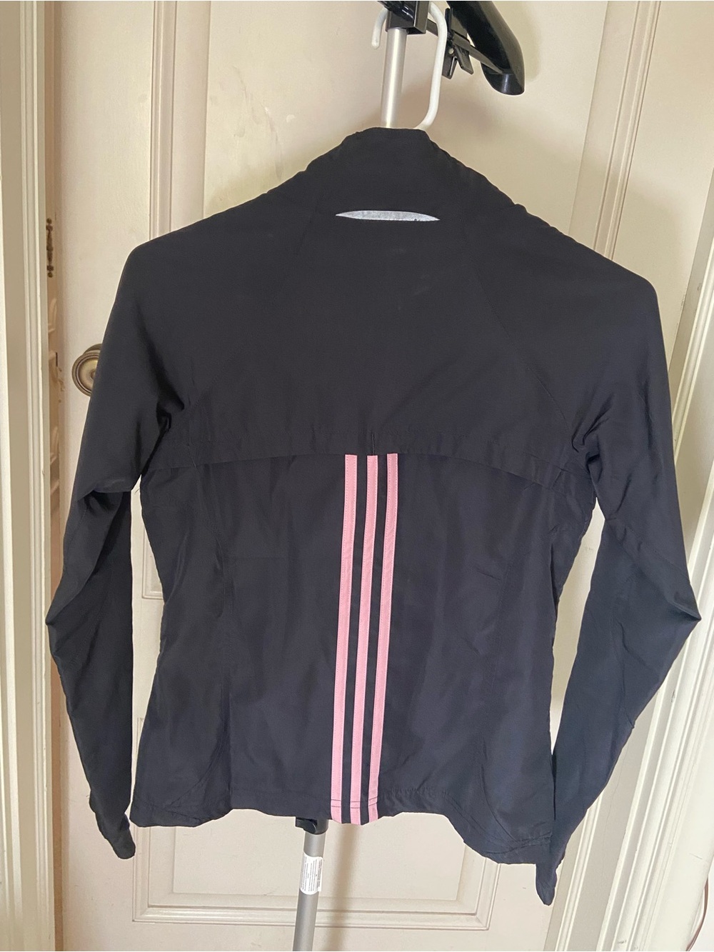 adidas Black Athletic Jacket with Pink Logo and Reflective Accents size XS